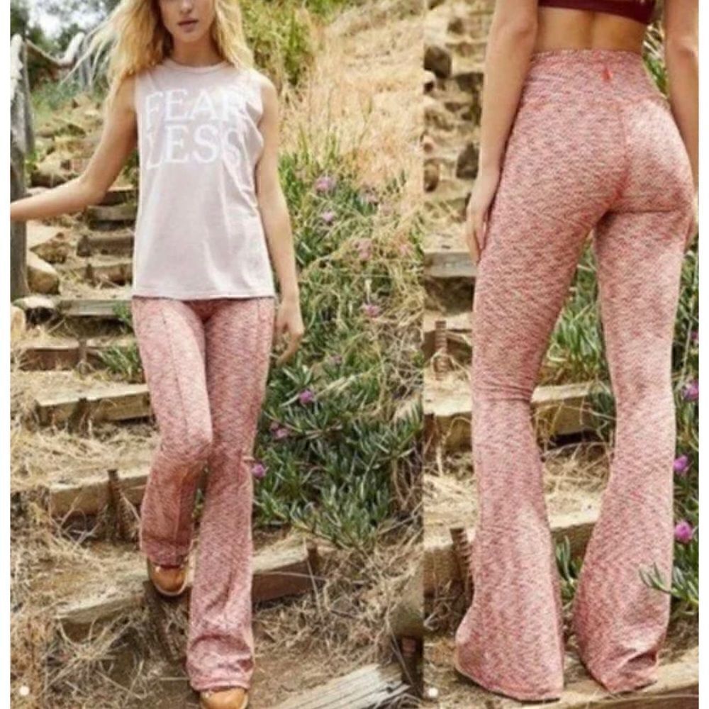 Free People Movement Legging On It Flare Orange Pink Space Dyed Stretch M NWOT